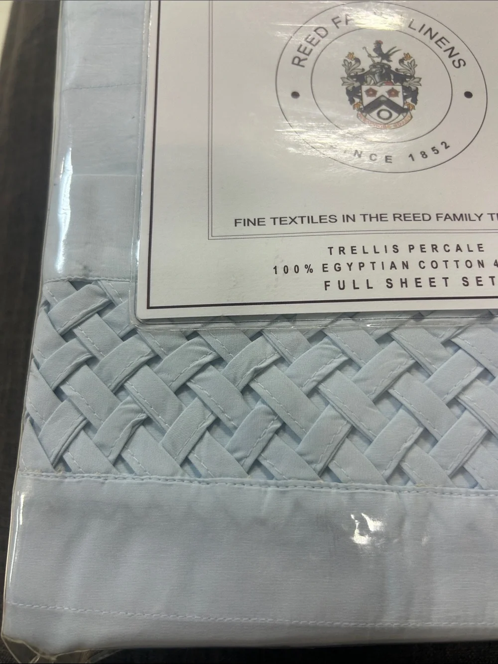 White Trellis Percale Full Sheet Set
